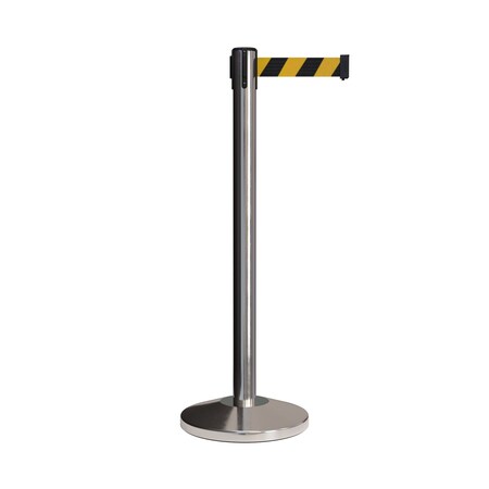 Montour Line Stanchion Belt Barrier Pol.Steel Post 13ft. Blk/Ye Belt ES400-PS-BYD-130